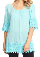 Sakkas Marija Womens Essential Everyday Lace Top Blouse Light Soft Summer Travel