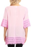 Sakkas Marija Womens Essential Everyday Lace Top Blouse Light Soft Summer Travel