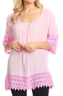 Sakkas Marija Womens Essential Everyday Lace Top Blouse Light Soft Summer Travel