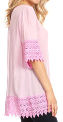 Sakkas Marija Womens Essential Everyday Lace Top Blouse Light Soft Summer Travel