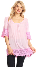 Sakkas Marija Womens Essential Everyday Lace Top Blouse Light Soft Summer Travel