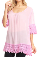 Sakkas Marija Womens Essential Everyday Lace Top Blouse Light Soft Summer Travel