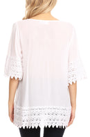 Sakkas Marija Womens Essential Everyday Lace Top Blouse Light Soft Summer Travel