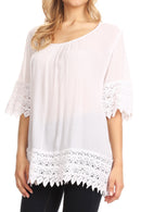 Sakkas Marija Womens Essential Everyday Lace Top Blouse Light Soft Summer Travel