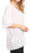 Sakkas Marija Womens Essential Everyday Lace Top Blouse Light Soft Summer Travel