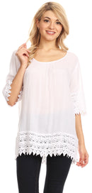 Sakkas Marija Womens Essential Everyday Lace Top Blouse Light Soft Summer Travel