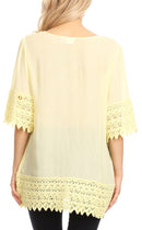 Sakkas Marija Womens Essential Everyday Lace Top Blouse Light Soft Summer Travel