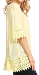 Sakkas Marija Womens Essential Everyday Lace Top Blouse Light Soft Summer Travel