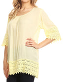 Sakkas Marija Womens Essential Everyday Lace Top Blouse Light Soft Summer Travel