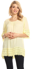 Sakkas Marija Womens Essential Everyday Lace Top Blouse Light Soft Summer Travel