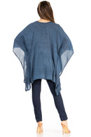 Sakkas Wren Lightweight Circle Poncho Top Blouse With Detailed Embroidery