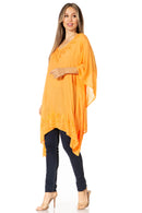 Sakkas Wren Lightweight Circle Poncho Top Blouse With Detailed Embroidery