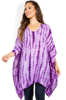 Sakkas Wren Lightweight Circle Poncho Top Blouse With Detailed Embroidery
