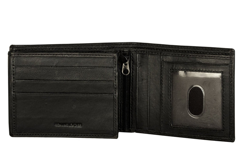 Sakkas Men's Bi-Fold Leather Wallet with 2 Size ID Card Slots - Comes in a Gift bag
