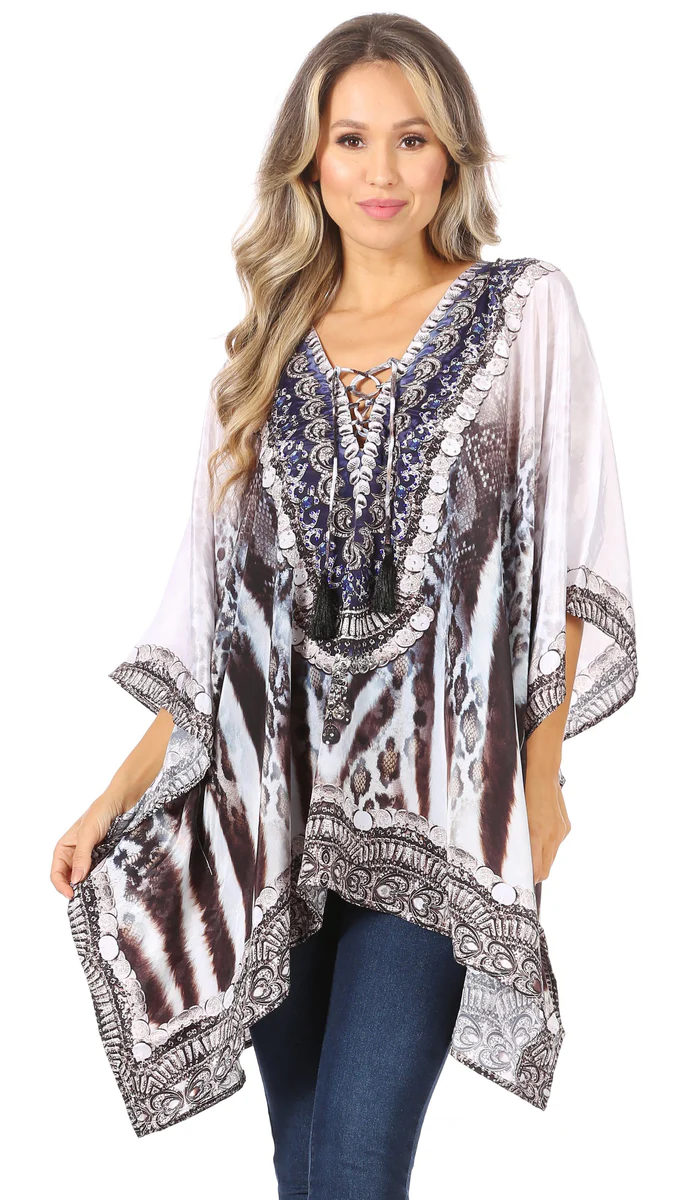 Get Ready for Summer: Sakkas Aymee Women's Caftan Poncho Cover Up - The Perfect Beachwear