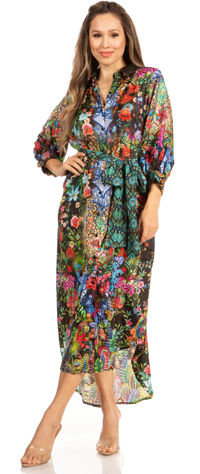 Flaunt Your Feminine Style with Sakkas Women's Flounce Floral Sleeves Dress