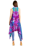 Sakkas Ivana Women's Oversized Draped Open Front Sleeveless Cardigan in Tie Dye