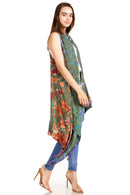 Sakkas Ivana Women's Oversized Draped Open Front Sleeveless Cardigan in Tie Dye
