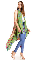 Sakkas Ivana Women's Oversized Draped Open Front Sleeveless Cardigan in Tie Dye