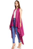 Sakkas Ivana Women's Oversized Draped Open Front Sleeveless Cardigan in Tie Dye