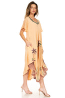 Sakkas Watercolor Palm Tree Tank Caftan Dress