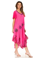Sakkas Watercolor Palm Tree Tank Caftan Dress