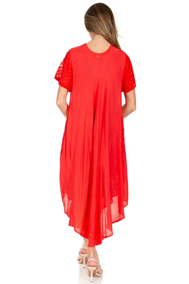 Sakkas Watercolor Palm Tree Tank Caftan Dress