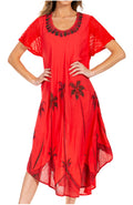 Sakkas Watercolor Palm Tree Tank Caftan Dress#Color_Red