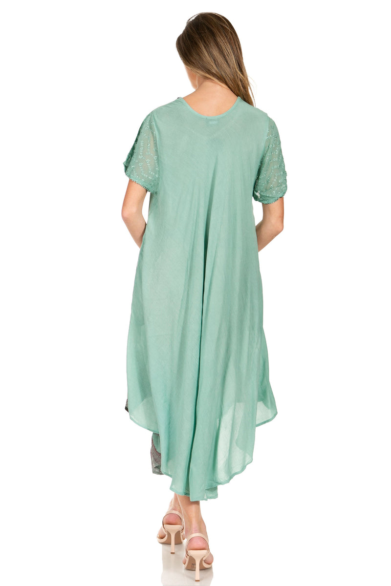 Sakkas Watercolor Palm Tree Tank Caftan Dress