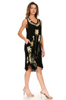 Sakkas Watercolor Palm Tree Tank Caftan Short Dress