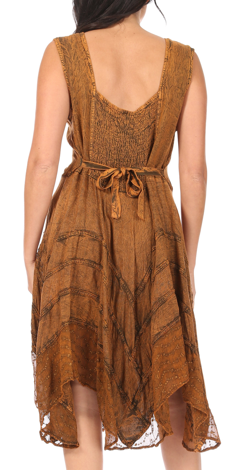 rayon stone washed embroidered vintage dress Sakkas Rayon Embroidered Stonewashed Adjustable Spaghetti Straps Long