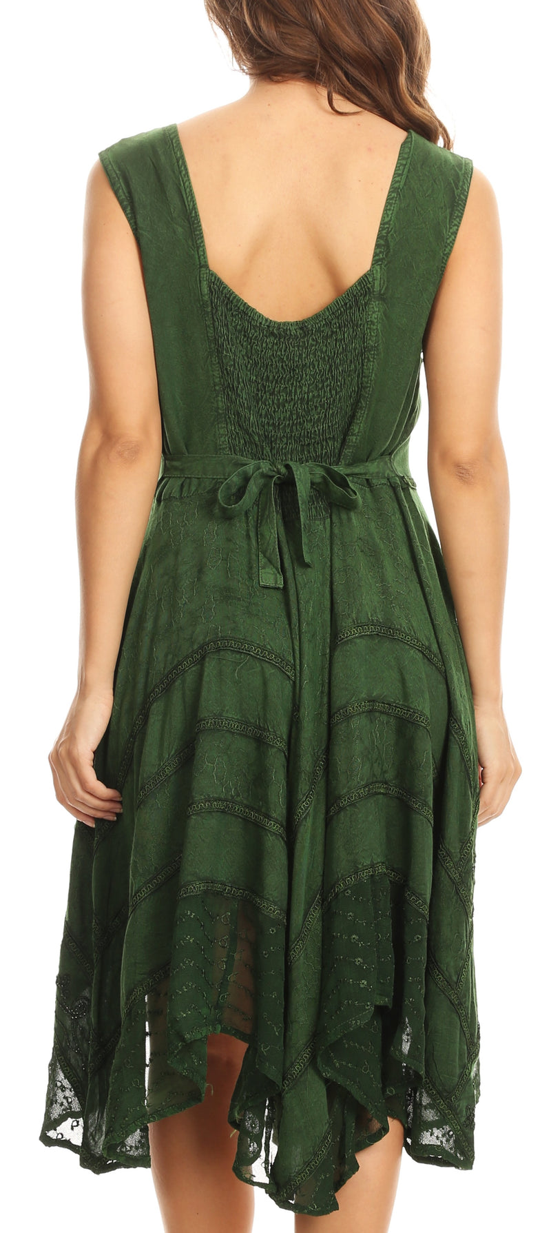 sakkas sundara stonewashed rayon embroidered mid length dress Sakkas Sundara Stonewashed Rayon Embroidered Mid Length Dress