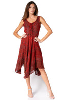 Sakkas Sundara Stonewashed Rayon Embroidered Mid Length Dress