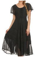 Sakkas Marigold Embroidered Fairy Dress#color_Black