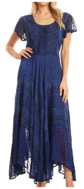 Sakkas Marigold Embroidered Fairy Dress#color_navy