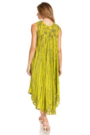 Sakkas Kara Long Draped Sleeveless Marbled Caftan Dress / Cover Up