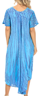 Sakkas Faye Cap Sleeved Rayon Caftan Cover Up Dress