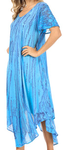 Sakkas Faye Cap Sleeved Rayon Caftan Cover Up Dress