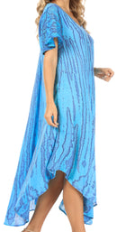 Sakkas Faye Cap Sleeved Rayon Caftan Cover Up Dress