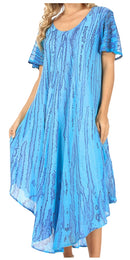 Sakkas Faye Cap Sleeved Rayon Caftan Cover Up Dress