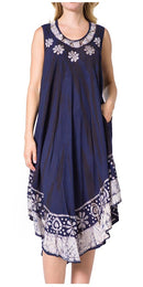 Sakkas Alexis Embroidered Long Sleeveless Floral Caftan Dress / Cover Up