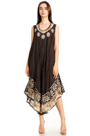 Sakkas Alexis Embroidered Long Sleeveless Floral Caftan Dress / Cover Up