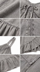 Sakkas Allie Stonewashed Embroidered Adjustable Spaghetti Straps Long Dress