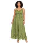 Sakkas Allie Stonewashed Embroidered Adjustable Spaghetti Straps Long Dress
