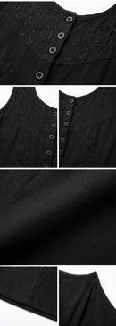 Sakkas Maya Floral Embroidered Sleeveless Button Up Rayon Dress