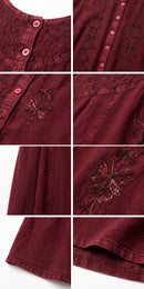 Sakkas Maya Floral Embroidered Sleeveless Button Up Rayon Dress