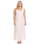 Sakkas Maya Floral Embroidered Sleeveless Button Up Rayon Dress