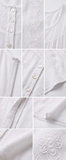 Sakkas Maya Floral Embroidered Sleeveless Button Up Rayon Dress