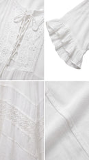 Sakkas Mirabel Stonewashed Corset Style Floral Emboridery Kimono Sleeve Dress