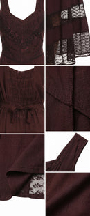Sakkas Zendaya Stonewashed Rayon Embroidered Floral Vine Sleeveless V-neck Dress